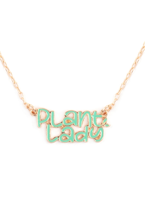 A2-1-3-B8N3080TQ - 16" PLANT LADY  ENAMEL SHORT NECKLACE-TURQUOISE/1PC