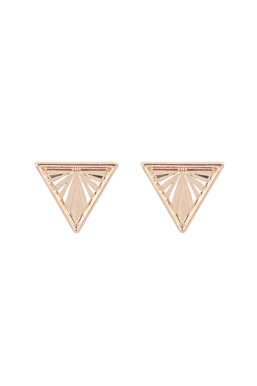 SA4-2-3-BE1805GD - TRIANGLE GEOMETRIC CAST STUD EARRINGS - GOLD/6PCS (NOW $0.75 ONLY!)