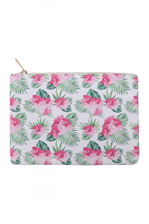 S20-11-2-BG377X210 - TROPICAL FLOWER PRINT POUCH /6PCS