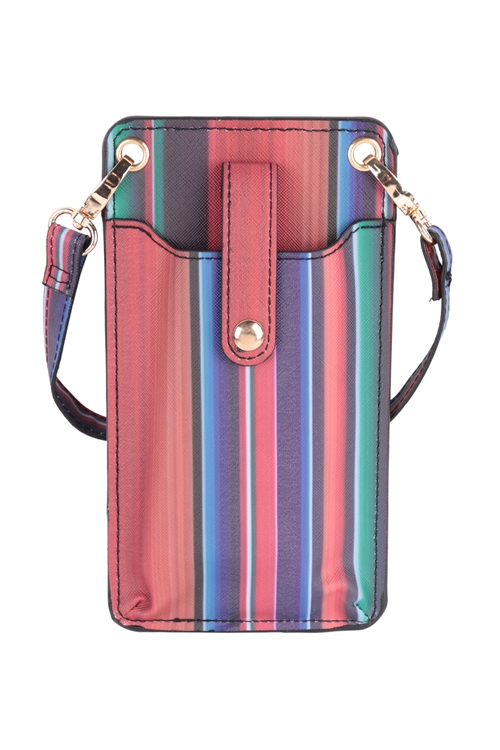 S20-11-4-BG377X284D4 - WOMENS STRIPE SMALL CROSSBODY CELL PHONE BAG - MULTICOLOR/6PCS (NOW $4.50 ONLY!)