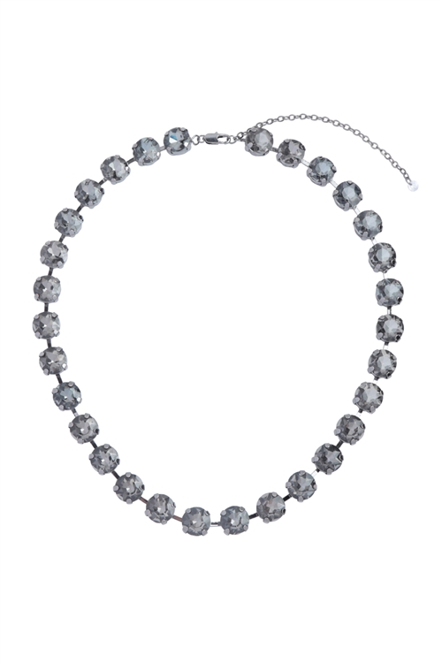 SA4-2-1-BNE2866H-BD - CHUNKY RHINESTONE NECKLACE-HEMATITE GRAY/1PC