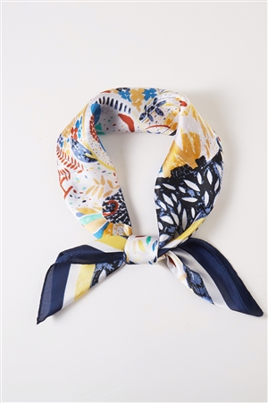 S30-1-1-BS0049 - MULTI LEAVES PRINT BANDANA-NAVY/6PCS