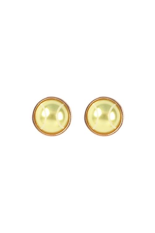 A1-1-5-C1E2247TENNIS - TENNIS BALL SHAPED PEARL POST  EARRINGS/1PC