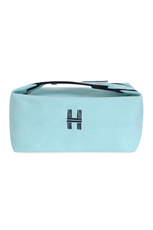 S24-1-2-CB5345BL - BRIDE A BRAC CANVAS COSMETIC BAG-BLUE/1PC