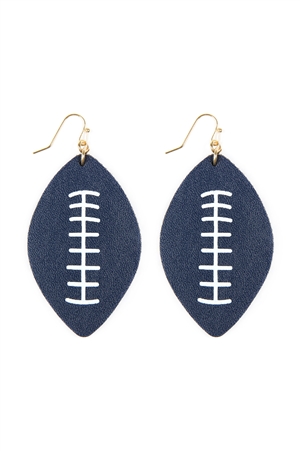A2-3-3-CE1824NAVYWHT - FOOTBALL SPORTS LEATHER EARRINGS - NAVY WHITE/6PCS