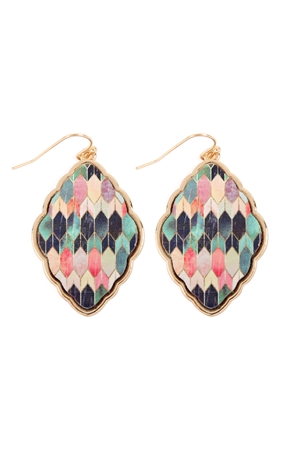 A2-3-3/A2-2-3-CE2041GDMLT MULTI WOOD MOROCCAN FISH HOOK BAROQUE EARRING/1PAIR