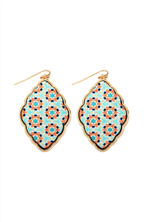 A2-2-3-CE2041GDMLT2 MULTICOLOR 2 WOOD MOROCCAN FISH HOOK BAROQUE EARRING/1PAIR