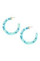 S5-6-4-CE2443WGMIN - WOOD MOROCCAN OPEN CUT HOOP ROUND EARRINGS - MINT/1PC (NOW $2.00 ONLY!)