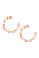 S5-6-4-CE2443WGPCH - WOOD MOROCCAN OPEN CUT HOOP ROUND EARRINGS - PEACH/1PC (NOW $2.00 ONLY!)