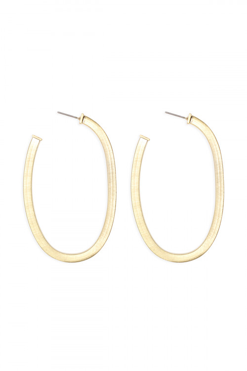 A2-2-4-CEA064WGST GOLD 1.75 INCH 'U' PIPE SATIN FINISH HOOP EARRINGS/6PAIRS