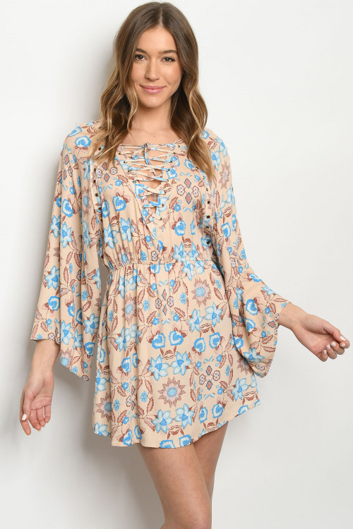 SA3-6-5-D6673 TAN BLUE DRESS 3-2-1