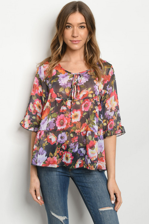 S20-12-3-T75271 MULTI FLORAL TOP 2-2-2