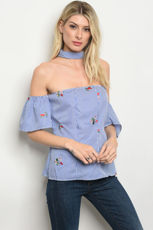 C1-A-T2742 NAVY POPLIN TOP 2-2-2