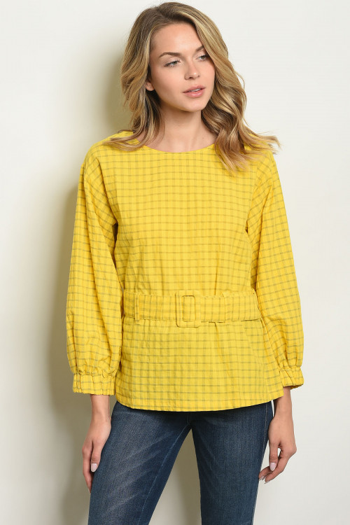 S14-11-5-T10291 YELLOW CHECKERED TOP 3-2-1