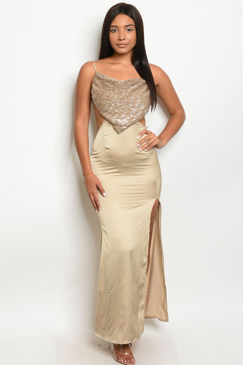 S10-11-3-D7316 NUDE W/ SEQUINS DRESS 3-2-1  ***WARNING: California Proposition 65***