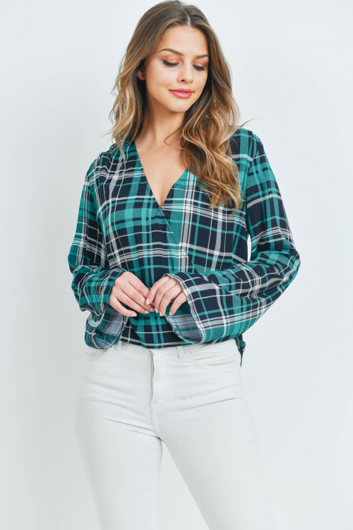 S14-6-2-T13708 JADE CHECKERED TOP 3-2-1