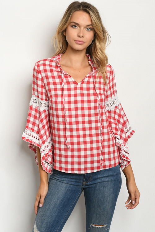 S6-10-2-T88039 RED WHITE CHECKERED TOP 2-2-2