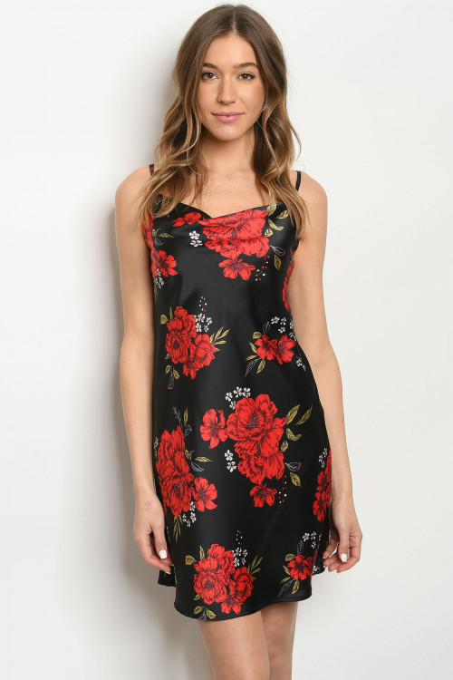 C7-A-1-D10693 BLACK WITH FLOWER PRINT DRESS 3-2-2