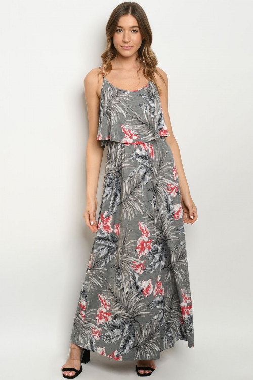 S19-9-2-D170023 GRAY WITH FLOWER PRINT DRESS 3-2-2