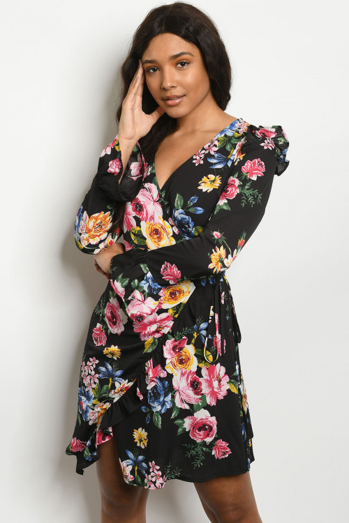 S20-12-1-D354 BLACK FLORAL DRESS 3-2-2-1