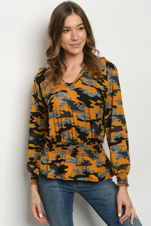 S23-10-2-T2020 MUSTARD CAMOUFLAGE TOP 1-2-2