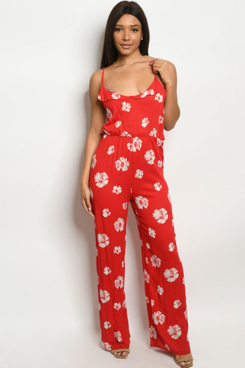 C21-A-2-J0002 RED PRINT JUMPSUIT 2-2-2