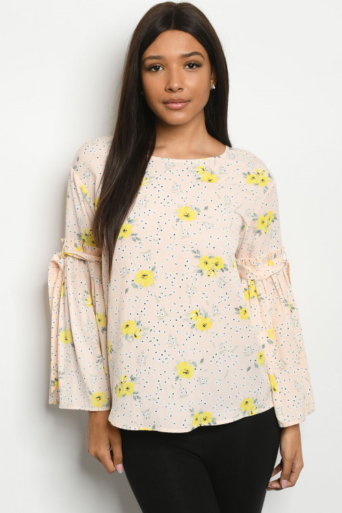 S13-9-1-T2231 PEACH WITH FLOWER PRINT TOP 2-2-2