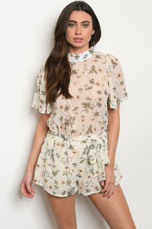 C78-A-1-R3776 IVORY FLORAL ROMPER 3-2-1