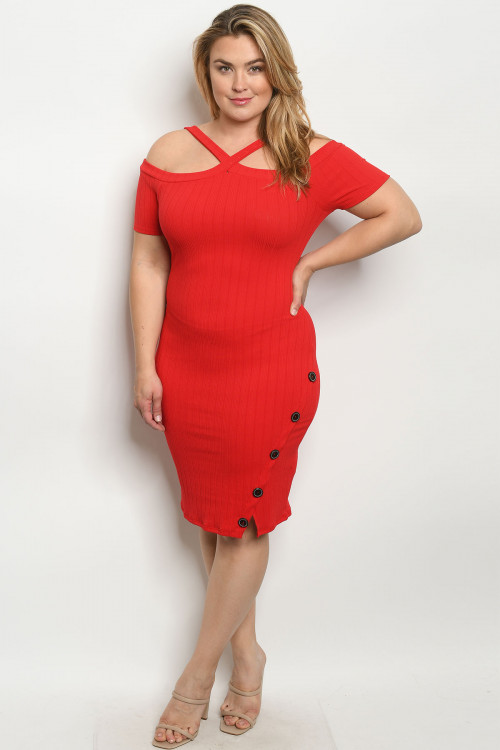 C16-A-2-D2145X RED PLUS SIZE DRESS 2-2-2