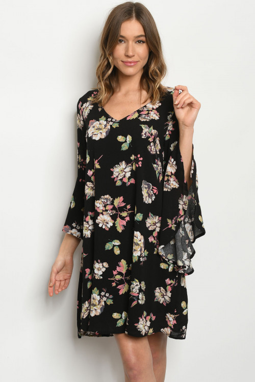 C10-A-1-D9894 BLACK FLORAL DRESS 2-2-2