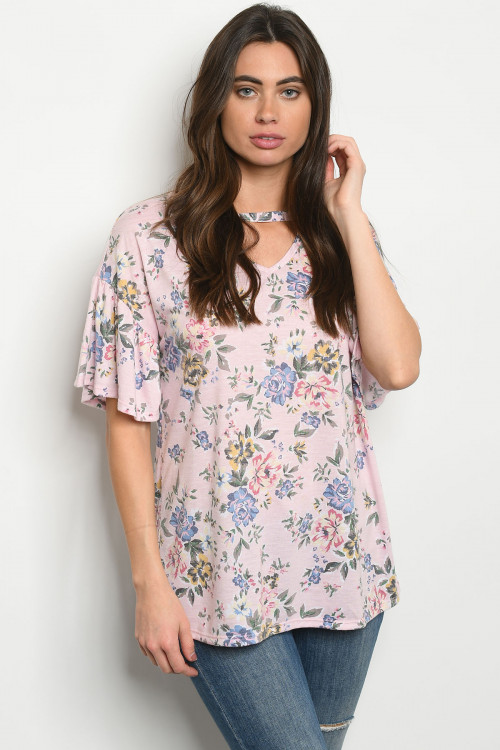 S17-2-4-T8151 PINK FLORAL TOP 1-1-1