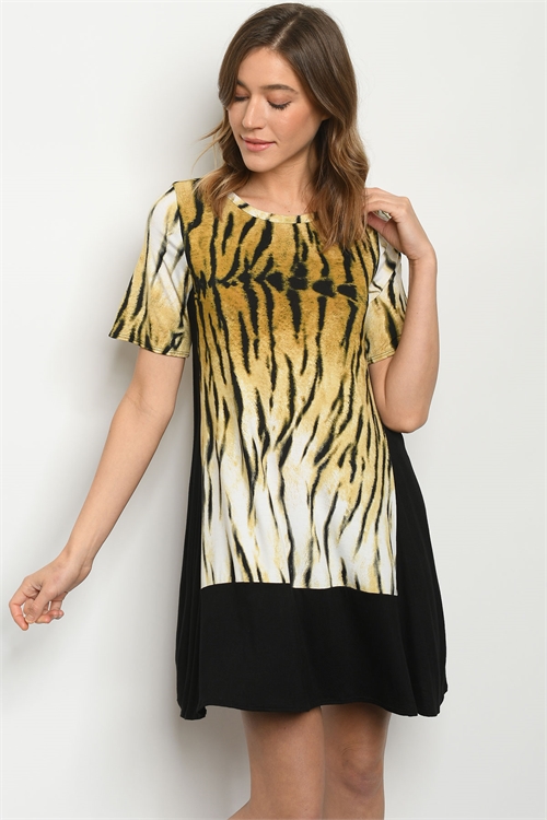 C40-A-1-D5135S BLACK ANIMAL PRINT DRESS 2-2-2