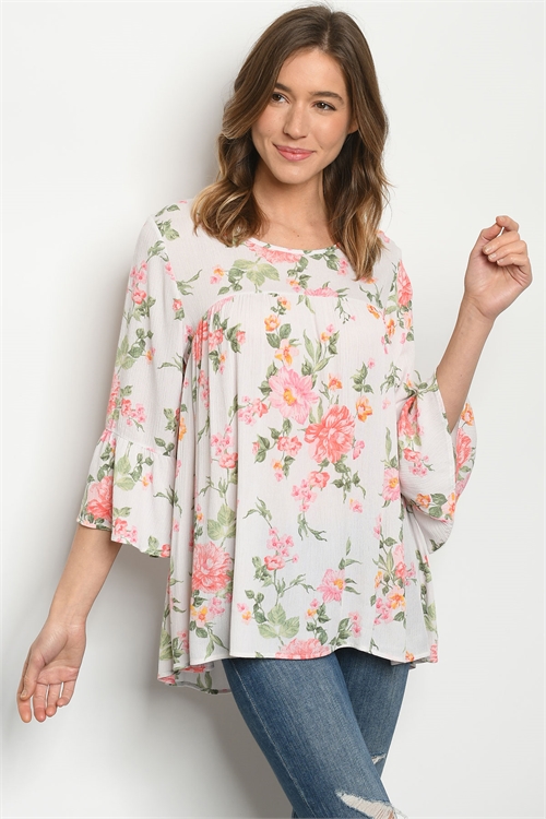 C84-A-1-T1612099 OFF WHITE FLORAL TOP 2-2-2