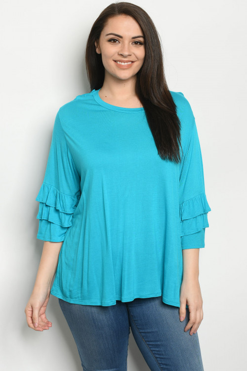 C15-A-1-T1709031X TURQUOISE PLUS SIZE TOP 2-2-2