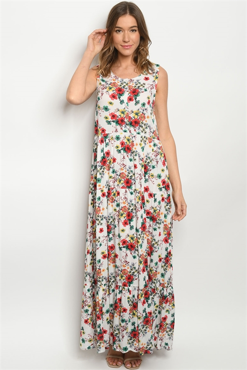 S13-7-1-D68244 IVORY FLORAL DRESS 2-2-2