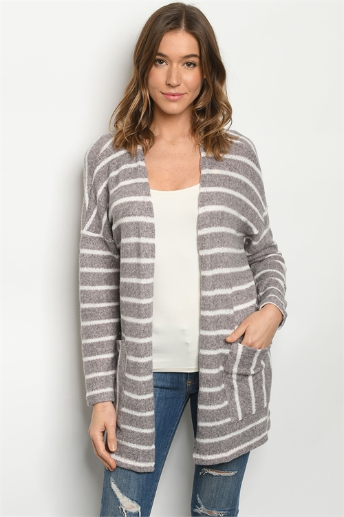 C68-A-3-C7424 LAVENDER STRIPES CARDIGAN 2-2-2