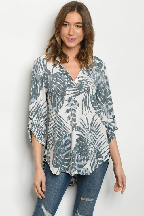 C20-A-1-T5153S OFF WHITE WITH LEAF PRINT TOP 2-2-2