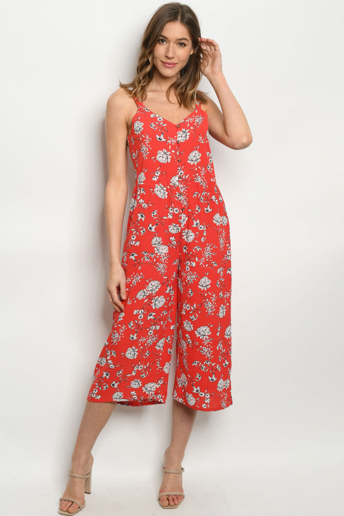 S11-6-2-R181364 RED FLORAL ROMPER 2-2-2