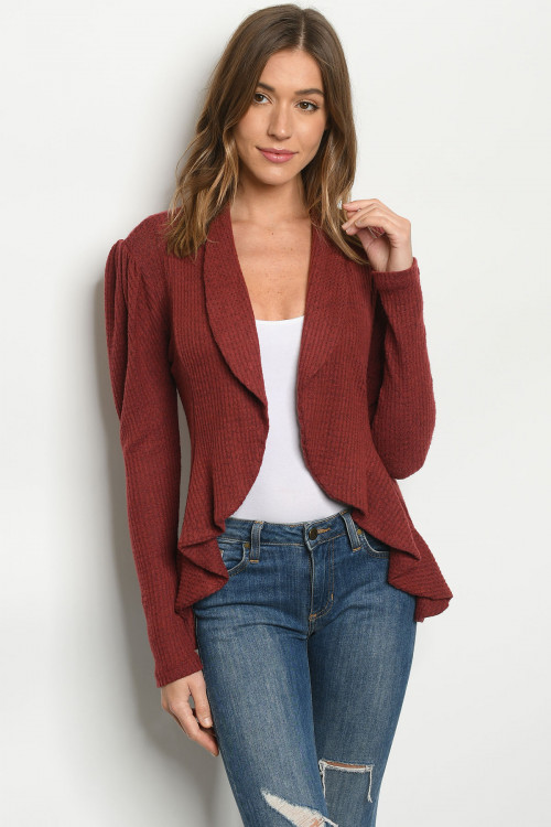 C3-B-1-C4930 BURGANDY CARDIGAN 2-2-2