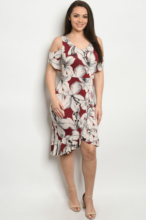 C10-A-3-D2164X BURGANDY CREAM DRESS 2-2-2