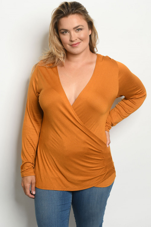 S18-12-1-T3263X MUSTARD PLUS SIZE TOP 2-2-2