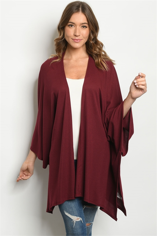 C58-A-3-K51516 BURGUNDY KIMONO 2-2-2