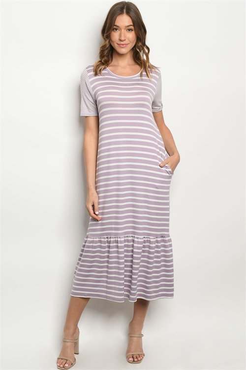 C14-A-2-D1063 LAVENDER STRIPES DRESS 2-2-2