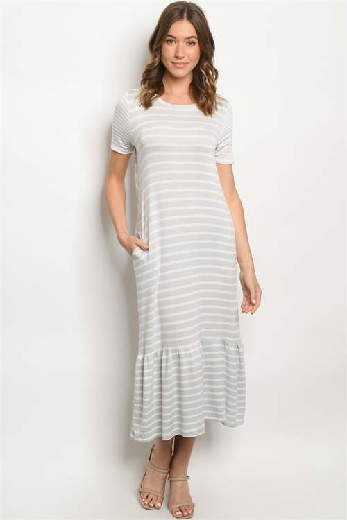 C16-A-2-D1063 GRAY STRIPES DRESS 2-2-2