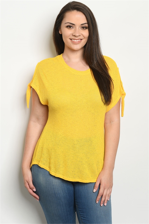 C14-B-1-T1014X YELLOW PLUS SIZE TOP 3-2-1