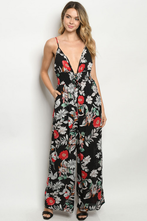 S24-1-2-J81000 BLACK FLORAL JUMPSUIT 2-2-2