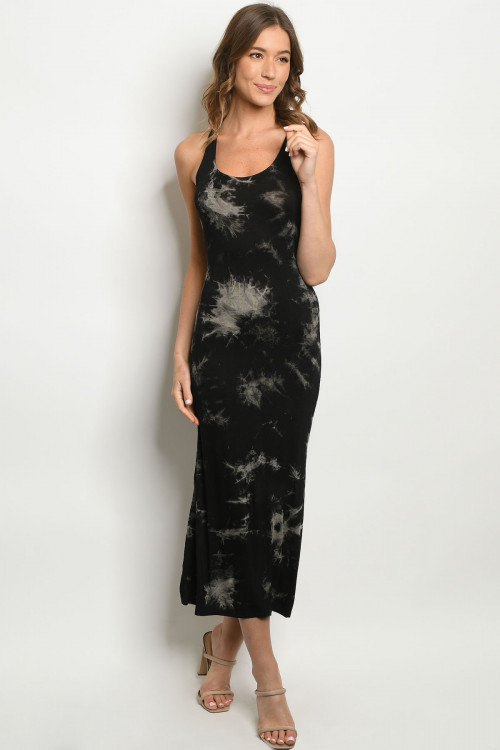 S14-1-3-D005 BLACK TIE DYE DRESS 1-2-2-1