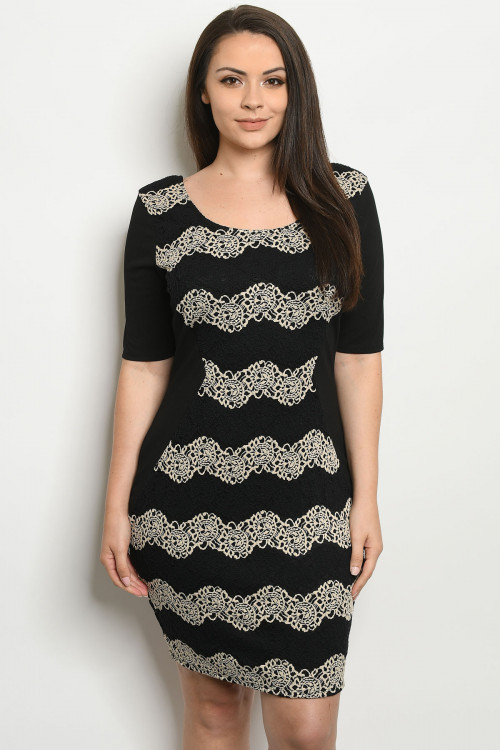 C41-A-1-D6366X BLACK SAND PLUS SIZE DRESS 2-2-2