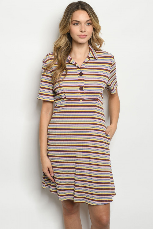 S24-4-1-D41876 MULTI STRIPES DRESS 2-2-2