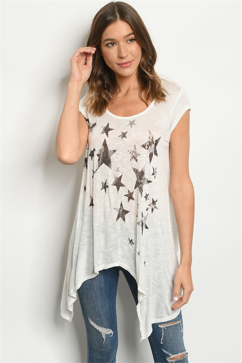 C22-A-1-T6091 IVORY WITH STARS PRINT TOP 1-2-2